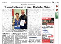 15.05.2024 - DER REPORTER - DM U15 TELMAN MELKONYAN - ARTIKEL